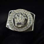 Crown Logo Moissanite Signet Ring