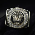 Crown Logo Moissanite Signet Ring