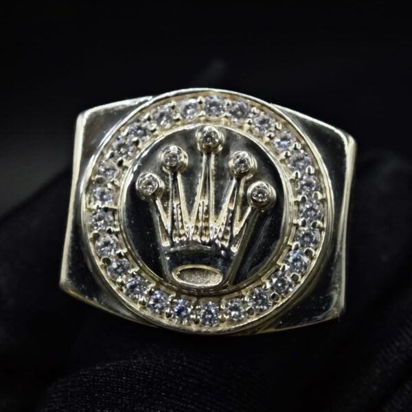 Crown Logo Moissanite Signet Ring