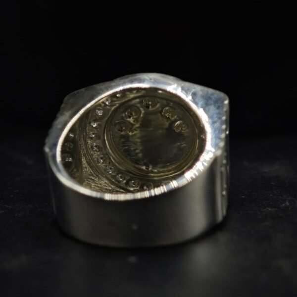 Crown Logo Moissanite Signet Ring