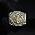 Crown Logo Moissanite Signet Ring