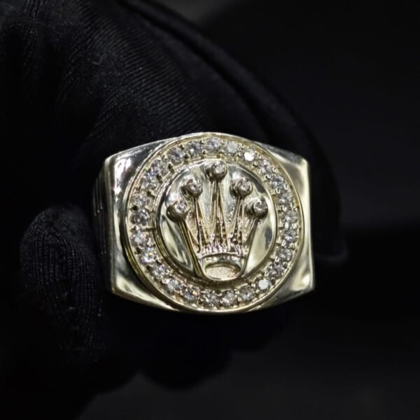 Crown Logo Moissanite Signet Ring