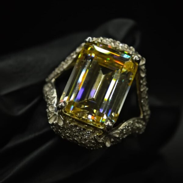 Moissanite Emerald Cut Citrine Ring
