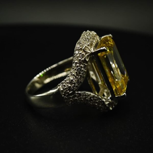 Moissanite Emerald Cut Citrine Ring