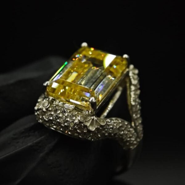 Moissanite Emerald Cut Citrine Ring