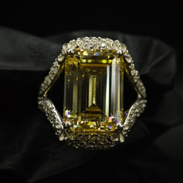 Moissanite Emerald Cut Citrine Ring