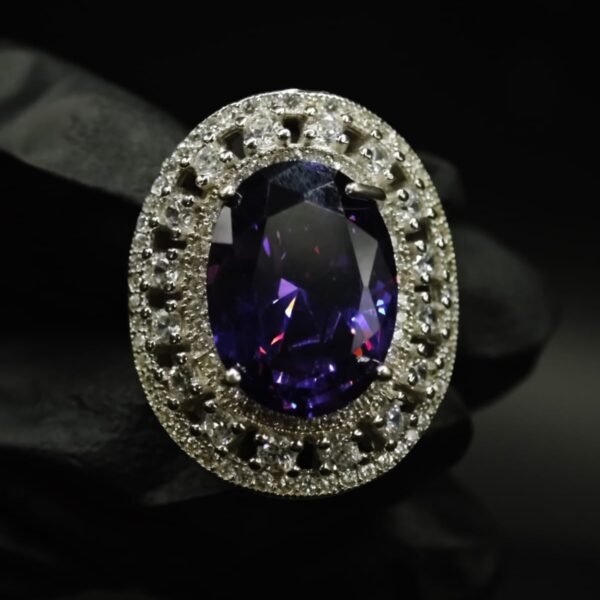 Amethyst Cushion Cut CZ Ring for Women