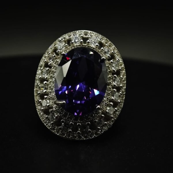 Amethyst Cushion Cut CZ Ring for Women