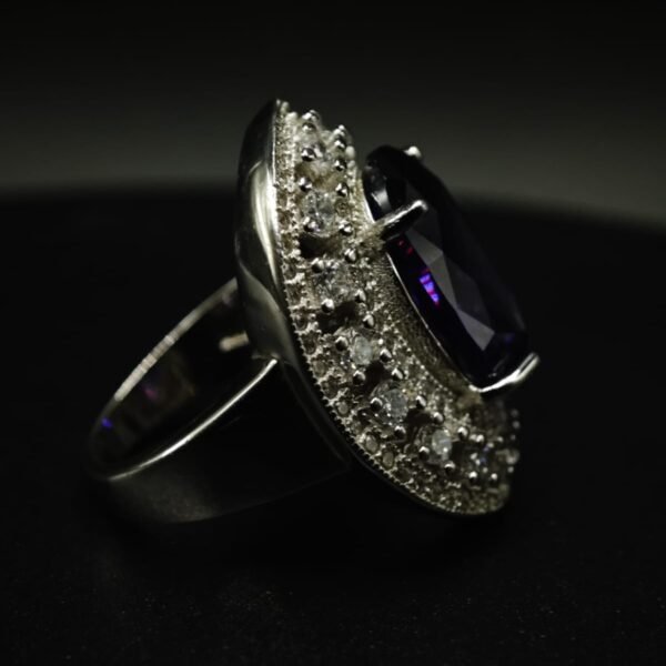 Amethyst Cushion Cut CZ Ring for Women