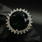 Green Cubic Zirconia Halo Ring