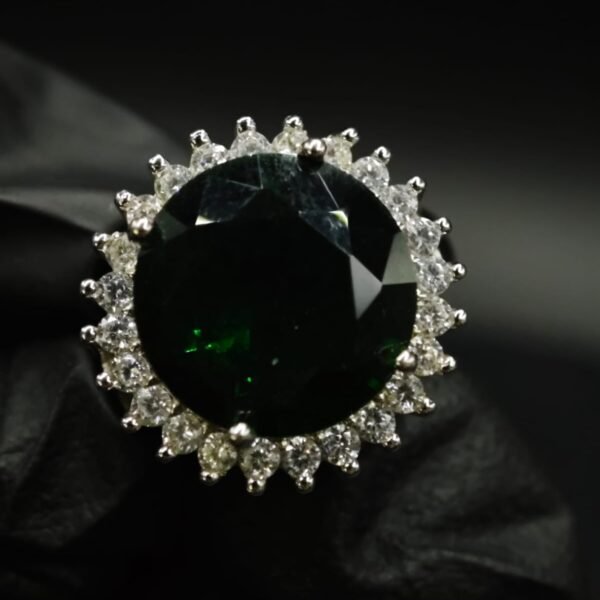 Green Cubic Zirconia Halo Ring