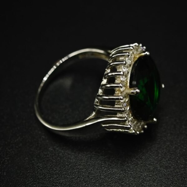 Green Cubic Zirconia Halo Ring