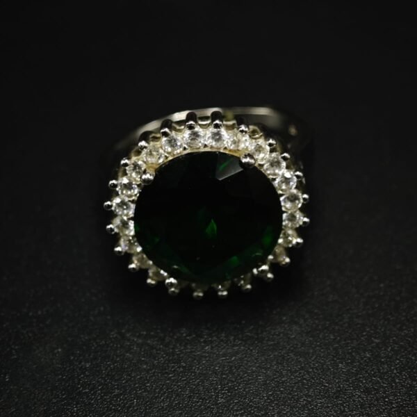 Green Cubic Zirconia Halo Ring
