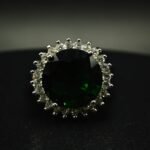 Green Cubic Zirconia Halo Ring