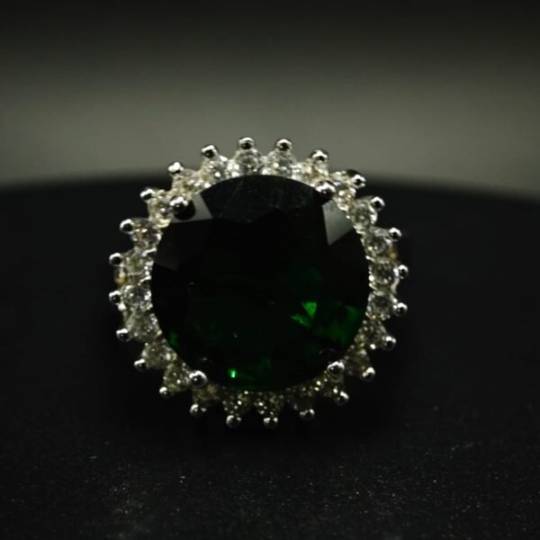 Green Cubic Zirconia Halo Ring