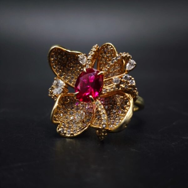 Ruby Red Floral Statement Ring
