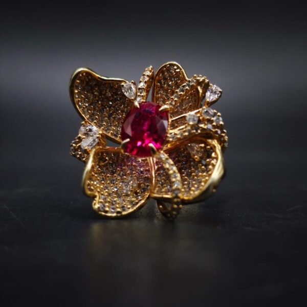 Ruby Red Floral Statement Ring
