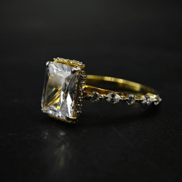 Radiant Emerald Cut Moissanite Engagement Ring