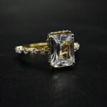 Radiant Emerald Cut Moissanite Engagement Ring