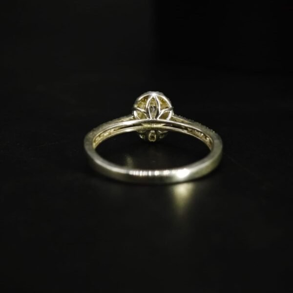 Oval Cut White and Yellow CZ Halo Ring