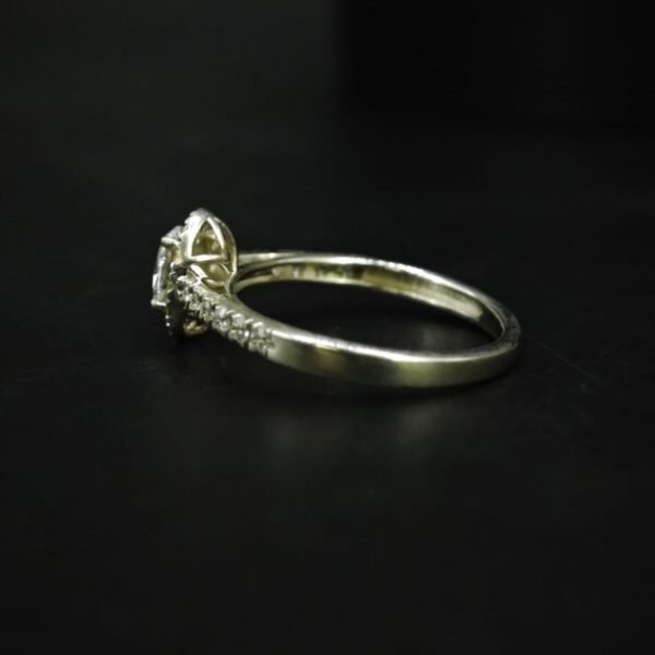 Oval Cut White and Yellow CZ Halo Ring