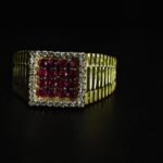 Men's Ruby and Moissanite Square Cluster Ring