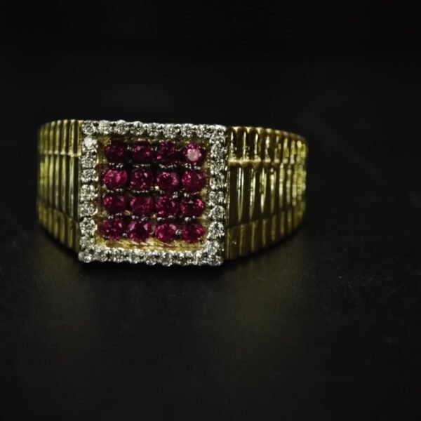 Men's Ruby and Moissanite Square Cluster Ring