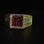 Men's Ruby and Moissanite Square Cluster Ring