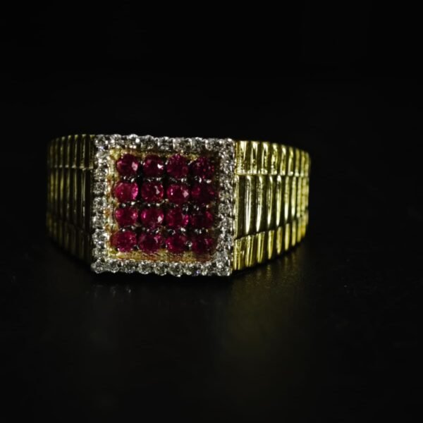 Men's Ruby and Moissanite Square Cluster Ring