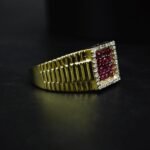 Men's Ruby and Moissanite Square Cluster Ring