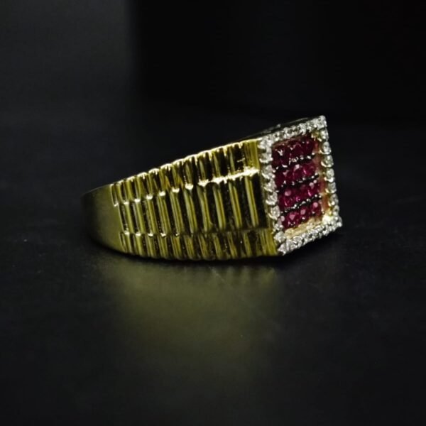 Men's Ruby and Moissanite Square Cluster Ring