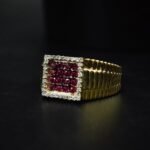 Men's Ruby and Moissanite Square Cluster Ring