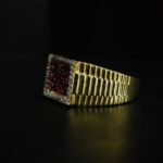 Men's Ruby and Moissanite Square Cluster Ring