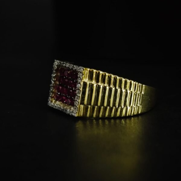 Men's Ruby and Moissanite Square Cluster Ring