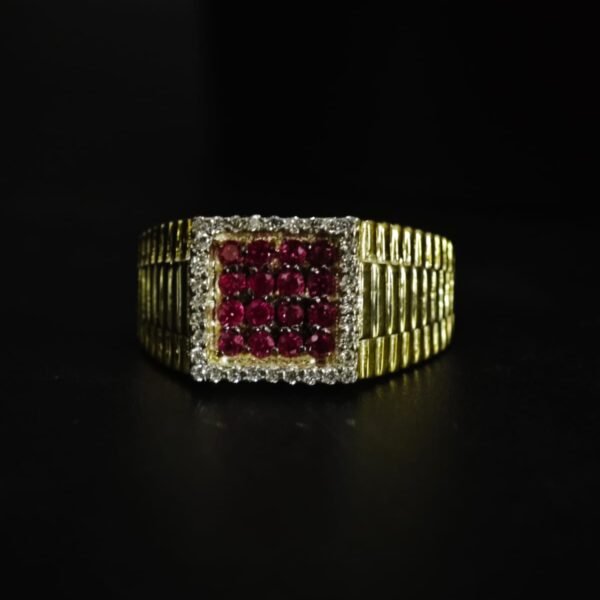 Men's Ruby and Moissanite Square Cluster Ring