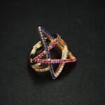 Blue Pink CZ Star Ring In 925 Sterling Silver