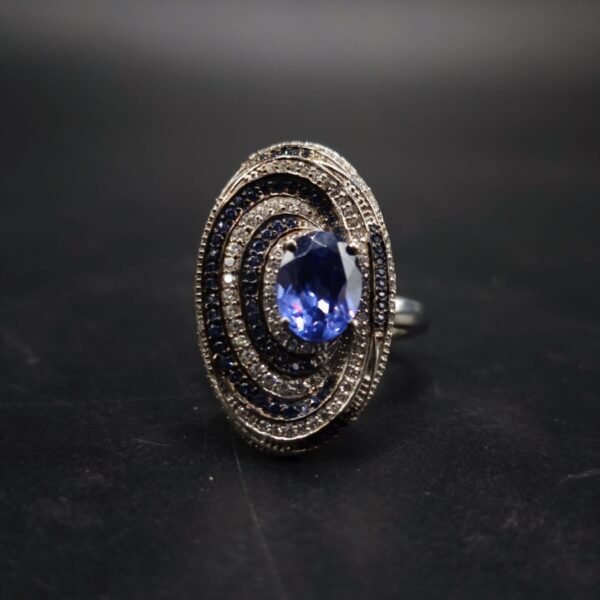 CZ Royal Blue Sapphire Spiral Ring