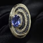 CZ Royal Blue Sapphire Spiral Ring