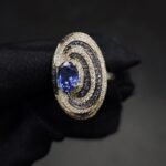 CZ Royal Blue Sapphire Spiral Ring