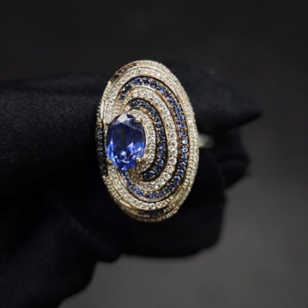 CZ Royal Blue Sapphire Spiral Ring