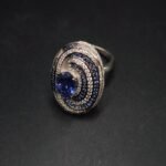 CZ Royal Blue Sapphire Spiral Ring