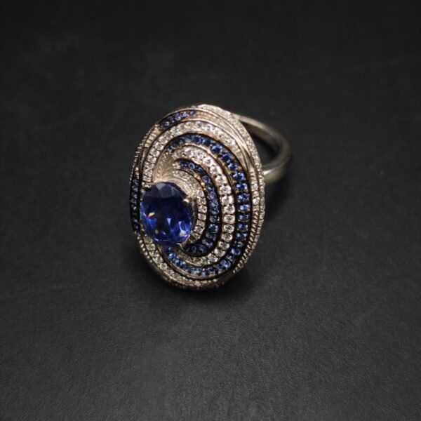 CZ Royal Blue Sapphire Spiral Ring