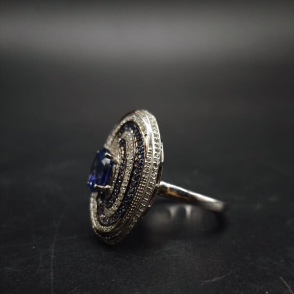 CZ Royal Blue Sapphire Spiral Ring