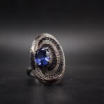 CZ Royal Blue Sapphire Spiral Ring