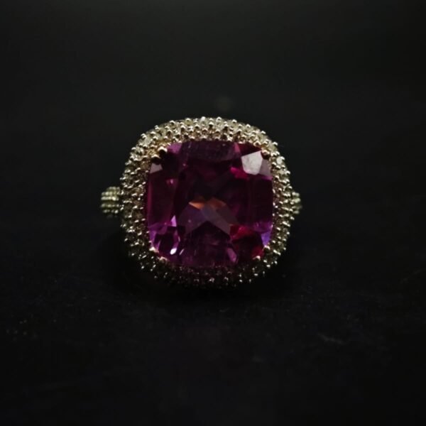 Cushion Cut Pink CZ Statement Ring