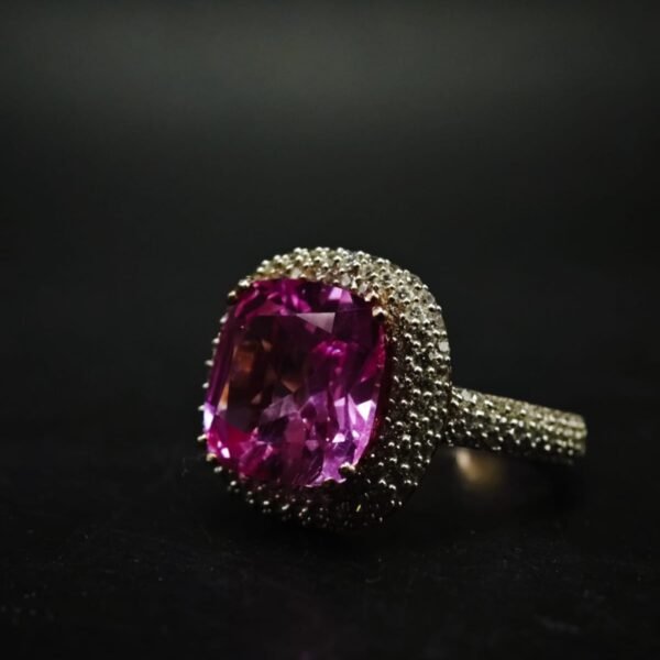 Cushion Cut Pink CZ Statement Ring