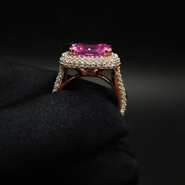 Cushion Cut Pink CZ Statement Ring