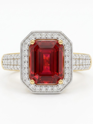 Luxury Red CZ Cocktail Ring for Women