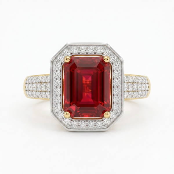 Luxury Red CZ Cocktail Ring for Women