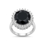 Black CZ Halo Ring for Women